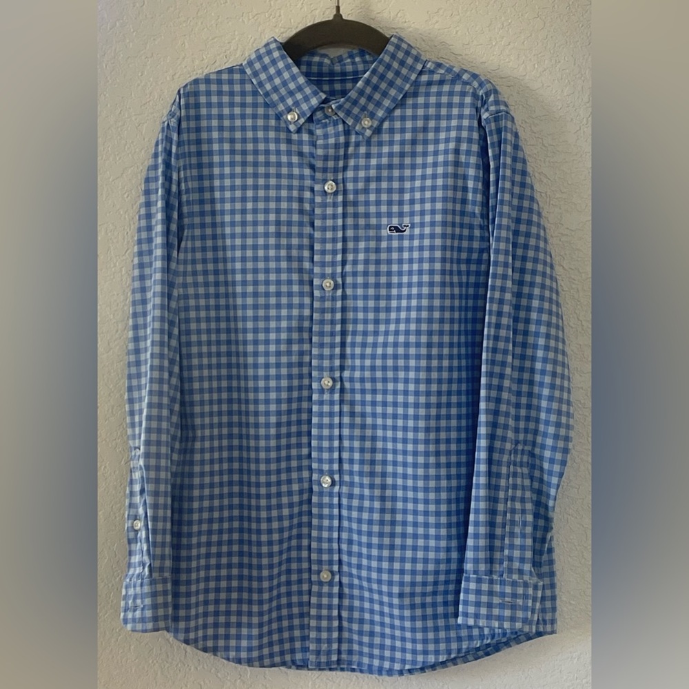LIKE NEW Vineyard Vines Boys Performance Button Up Shirt Size 7